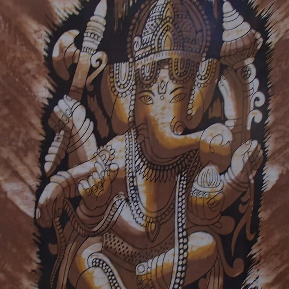 Ganesh Hindu Tapestry Wall Hanging Cotton Screen Printed Unframed 35